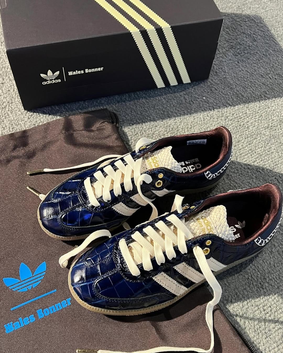 Wales Bonner x Adidas Samba Crocodile Skin "Navy"